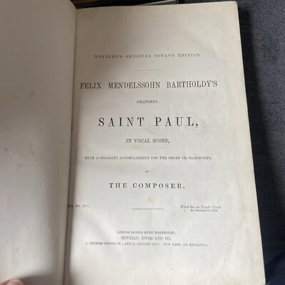 St Paul the Oratorio by Felix Mendelssohn  Antique Music Book RARE! (RefJ) - Image 1 of 4