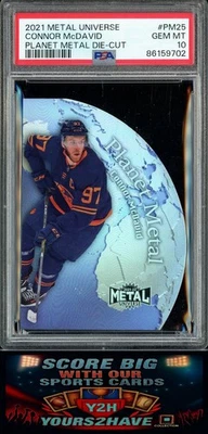 2021-22 Connor McDavid Metal Universe Planet Metal Troquelado #PM25 PSA 10 GEMA COMO NUEVO Foto 1 de 2