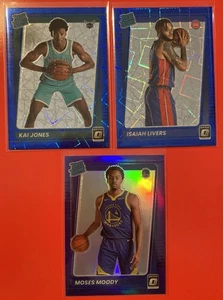(3) ROOKIE VARIATIONS/LIVERS-JONES-MOODY/PURPLE-BLUE/PRIZM 2021-22 Donruss OPTIC - Picture 1 of 5