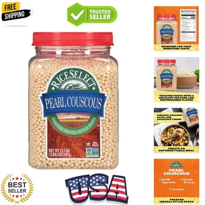 Cuscuz pérola, massa cuscuz de trigo estilo israelense, não transgênica, frasco de 24,5 onças, ... - Imagem 1 de 4