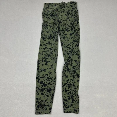 Леггинсы женские Lululemon 6 Efflorescent казармы зеленые черные выровненные брюки - Изображение 1 из 4