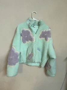 Nike Jacket Womens Mint Foam Size XL Project Uphoria Sherpa Fleece Floral Clouds - Picture 1 of 8