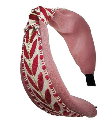 Boho узловатый красный обруч для волос с ручной работы кружева вышивка листья металлический обруч для волос  - Изображение 1 из 4