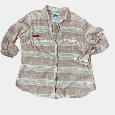 Camisa Columbia Arkansas Razorbacks abotonada para mujer XL roja blanca a rayas Foto 1 de 4