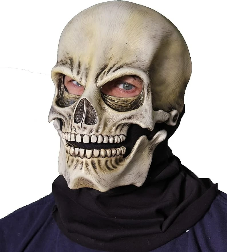 Men`s Classic Skull Mask Adult Realistic Skeleton Halloween Face Mask Moving Jaw - Image 1 of 2