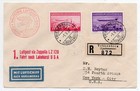 1936 LIECHTENSTEIN TO USA ZEPPELIN COVER FIRST DAY $570.00 SCACE RED CANCELS !!