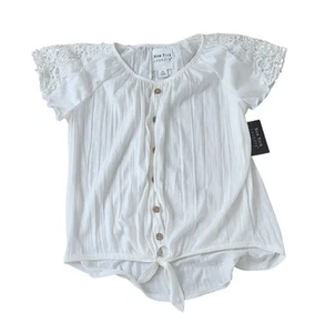 New York Laundry Medium White Boho Peasant Top Lace Trim Detail Flowy Blouse - Foto 1 di 5