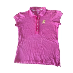 Disney Parks Girls Medium Pink Polo Yellow Mickey-Mouse Great Condition - Picture 1 of 5