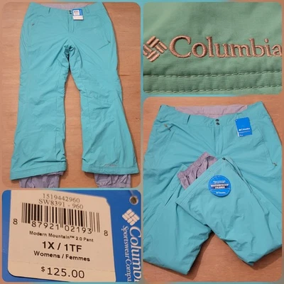 Pantalones de esquí para nieve aislados Columbia Modern Mountain 2.0 para mujer talla 1X azul nuevos con etiquetas Foto 1 de 4