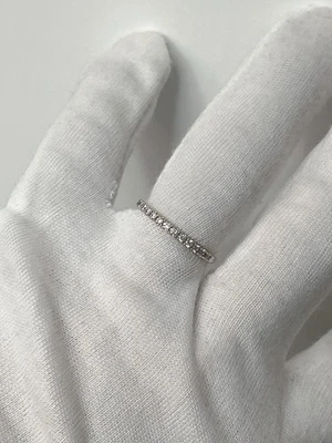 14K White Gold Diamond Eternity Band: Sparkling Full-Cut Stone Stackable Ring - Image 1 of 4