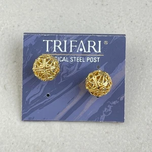 Pendientes de bola vintage tono dorado años 90 perforados acero quirúrgico post vacaciones - Imagen 1 de 3