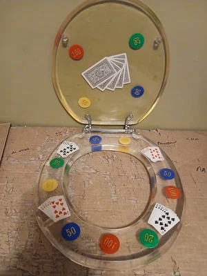 Vintage Clear Acrylic Lucite Butterflies Flowers Toilet Seat MCM - Image 1 of 3