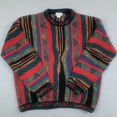 Suéter Norm Thompson Tundra Para Hombre Grande Multicolor Rayas Tejido 3D Pullover Foto 1 de 4