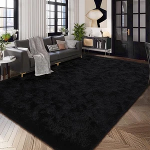 Black Rug for Bedroom 4x6 Furry Carpet for Boys Girls Shaggy Fuzzy Rugs for L... - Picture 1 of 9