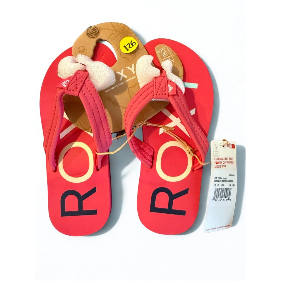 Sandalias Chanclas Roxy RG Vista II Niños Toboganes Rojo Amarillo Logo Talla 13 EE. UU. Foto 1 de 1