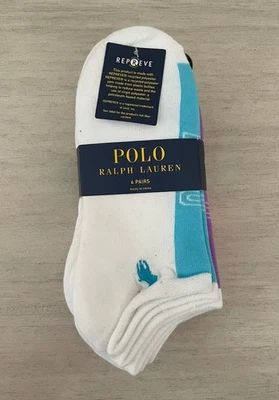 Paquete de 6 calcetines Polo Ralph Lauren para mujer colores surtidos talla 9-11 No Show con logotipo Foto 1 de 4