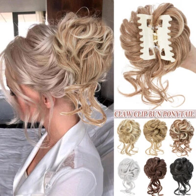 X-Thick Desordenado Scrunchie Updo Cola de Caballo Moño Garra Clip en Extensiones de Cabello Foto 1 de 4