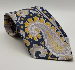 Paisley Tie Blue Grey And Yellow St Michael Polyester - Picture 1 of 5