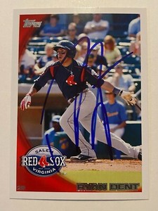 Ryan Dent Signed Topps #293 2010 Card Salem Red Sox Auto MLB RAD