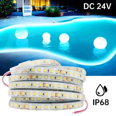 24V LED Streifen Lichter 2835 SMD 120LEDs/m Band Seil IP68 wasserdicht selbstklebend - Bild 1 von 4