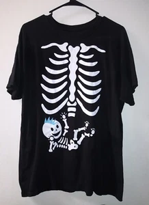 Halloween Maternity Skeleton Shirt Skeleton Baby W/ Mohawk Large - Picture 1 of 4