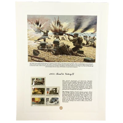 Donald Moss WWII Postage Stamp Art USPS Saipan Veteran Military Farmable Gift - Image 1 of 4