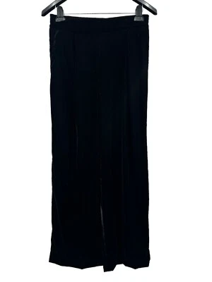 Pantalones Gap tiro alto terciopelo plisado pierna ancha negros elásticos bolsillos M alto Foto 1 de 4