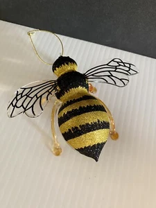Bumblebee Honey Bee Christmas Ornament Glass Glitter Bumble Honey Bee Ornaments - Picture 1 of 6