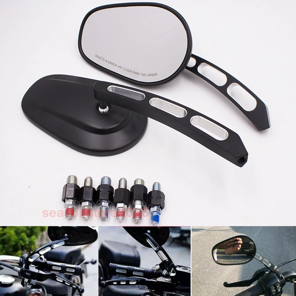 Espejos retrovisores laterales para motocicleta Honda Shadow Suzuki Bobber Cruiser 10 mm 8 mm Foto 1 de 4