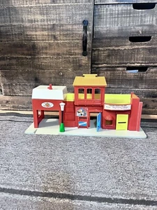 VTG 1973 Fisher Price Play Family Village, Firehouse, PO, Theater & Restaurant - Picture 1 of 14