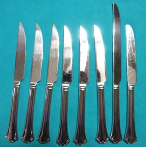 Reed & Barton LYNDON Stainless Flatware 6 STEAK KNIVES 1 DINNER KNIFE I CARVING - Picture 1 of 6