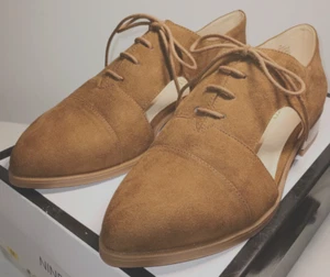 NIB Nine West NAMBERO BROWN Oxfords LaceUp Shoes Casual Women’s 7M - Picture 1 of 10