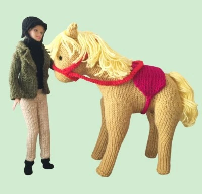 AYRSHIRE KNITS KNITTING PATTERN 225: BARBIE PONY / HORSE with riding outfit