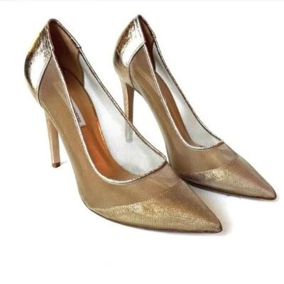 Diane Von Furstenberg Gold Mesh Stiletto Heels 9.5 Excellent Condition! - Image 1 of 4