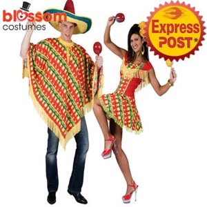 K682 Mexican Chilli Print Adult Western Couple Fancy Dress Mens Ladies Costume - Picture 1 of 4