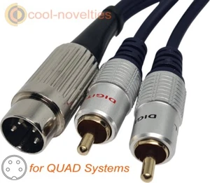 Quad 33, 44, 30, 405 4 pin Din to 2 x RCA Male Plugs Audio Cable [1 Metre] - Picture 1 of 2
