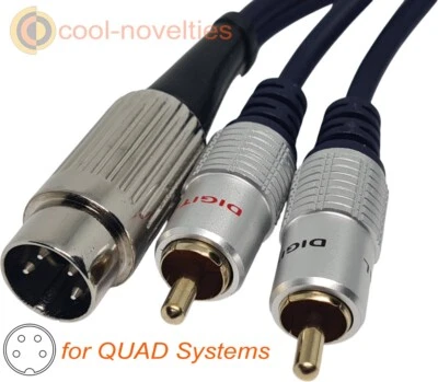 Quad 33, 44, 30, 405 4 pin Din to 2 x RCA Male Plugs Audio Cable [1 Metre] - Image 1 of 2