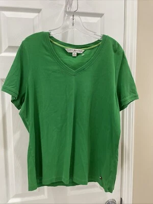 Tommy Hilfiger Mujer Manga Corta Camiseta Preciosa Verde Top ☼Talla 1 XL Foto 1 de 3