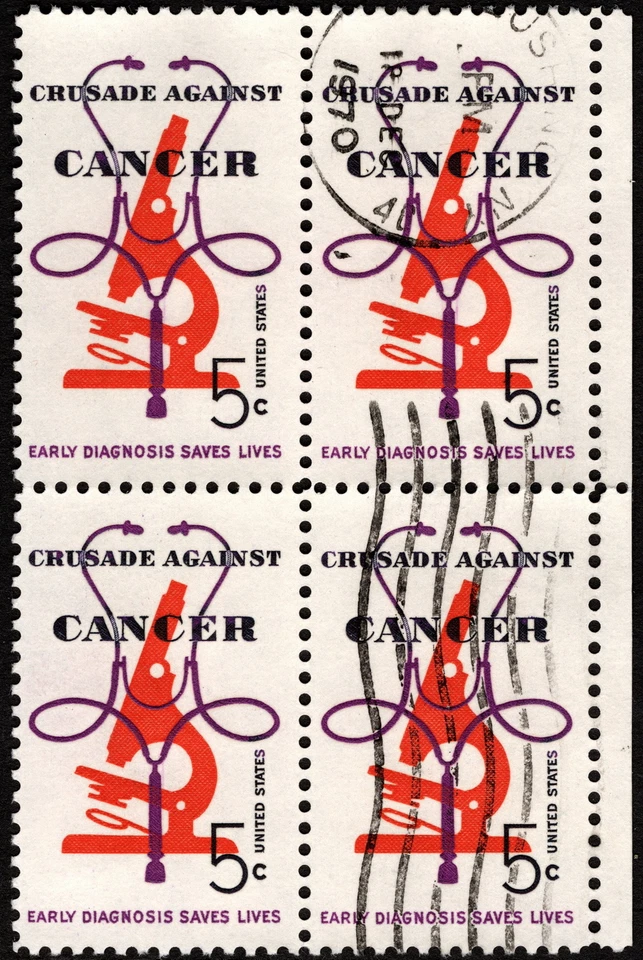 US - 1965 - 5 Cents Crusade Against Cancer Issue Block of 4 # 1263 Very Fine - Image 1 of 1