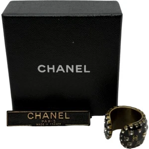 Authentic CHANEL Line Stone Size:5.75 Ring Black #36635239 - Picture 1 of 12
