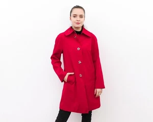 Womens LONDON FOG S Raincoat Trench Mac Coat Red Jacket Overcoat Classic Top - Picture 1 of 9