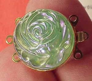 Vintage18mm Necklace Clasp Connector 3 Strand Texas Iridescent Rose Gold Plated  - Picture 1 of 5