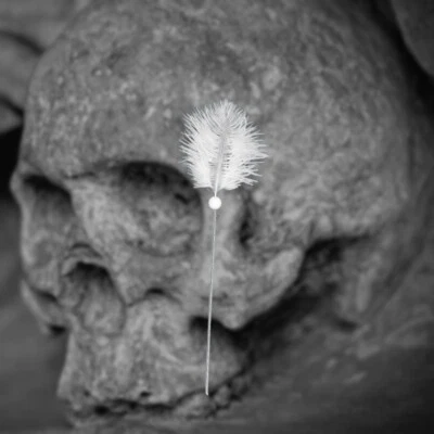 **VOODOO NADEL FÜR PUPPENRITUALE - WEIß MIT FEDER** - Bild 1 von 4