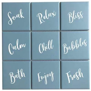 9 X Palabras para Azulejos de Baño Calcomanías Pared Cocina Vinilo Impermeables Azulejos - Imagen 1 de 3