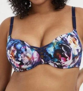 Torrid Floral In Galaxy 360 Back Smoothing Push Up Plunge XO Bra Size 44DDD NWT - Picture 1 of 9