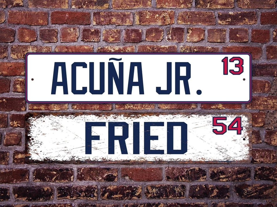 All Atlanta Braves Players Metal Street Sign Custom Personalized Acuna Fried - Image 1 of 3