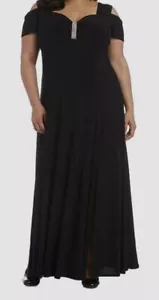 R & M Richards Women's Black Rhinestone-Detail Gown Plus Size 16W - Picture 1 of 2