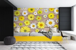 3D Daisy Board 7246 Wallpaper Mural Paper Wall Print Indoor Murals CA Sinsin - Picture 1 of 11