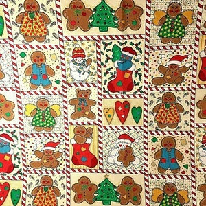 Weihnachten Urlaub Stoff "gerahmt" Lebkuchen Schneemänner Herzen BTHY 18" x 44" - Bild 1 von 7