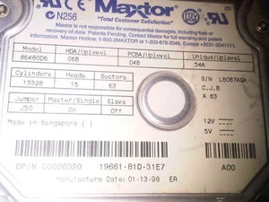 Maxtor 86480D6 06B 04B 54A C J B 06020 19661-81D-31E7 - Picture 1 of 1